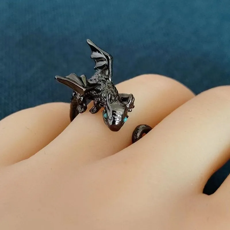 1PC Einstellbare Stricken Schleife Bunte drachen form Typ Häkeln Ring Nähen Zubehör Finger Tragen Garn Führungen Fingerhut geschenke – Detail 8
