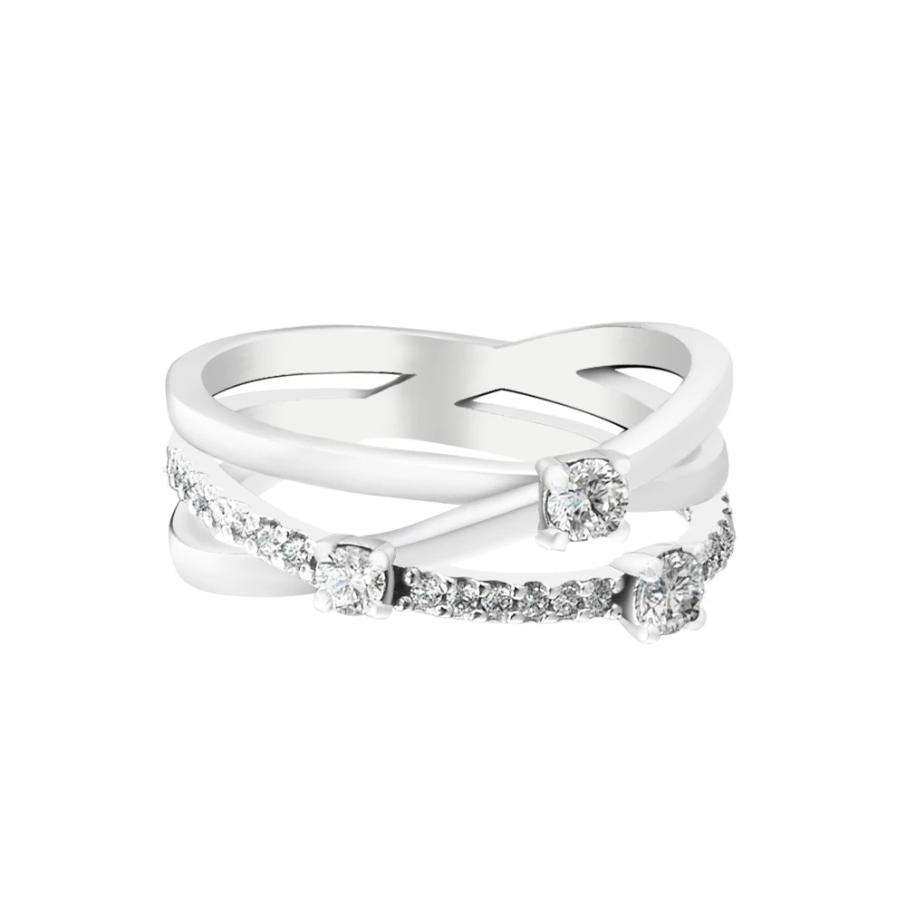 

Женское кольцо из серебра 925 пробы, со сверкающим тройным браслетом