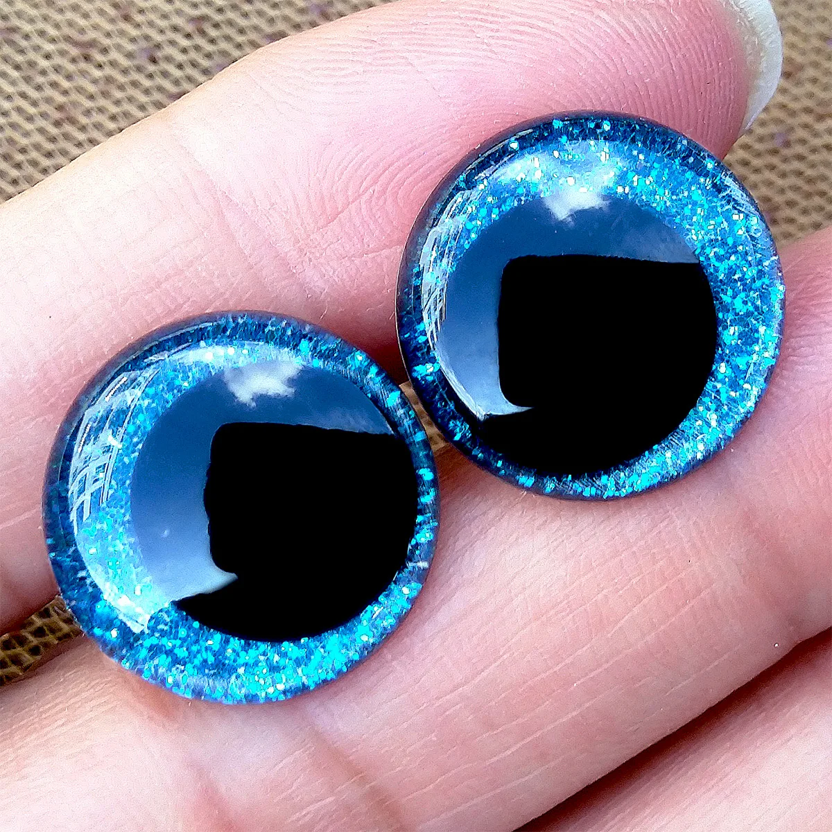 Doll Eyes 20pcs 18mm Eccentric-Pupil Glitter Flat Safety Eyes For Crochet Toys Amigurumi Crafts DIY Funny Animal Doll Accessories