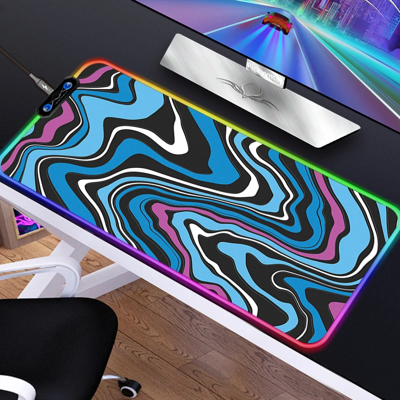 

Коврик для мыши RGB с мраморным рисунком, игровые аксессуары для ПК с подсветкой, Компьютерные периферийные принадлежности для клавиатуры, жидкий светодиодный матрас для настольного компьютера