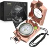 Professional Compass Metal Waterproof IP65 Compass Sighting Clinometer Lensatic Compass with Pouch & Lanyard for Camping Hiking 1