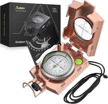 Professional Compass Metal Waterproof IP65 Compass Sighting Clinometer Lensatic Compass with Pouch & Lanyard for Camping Hiking 1