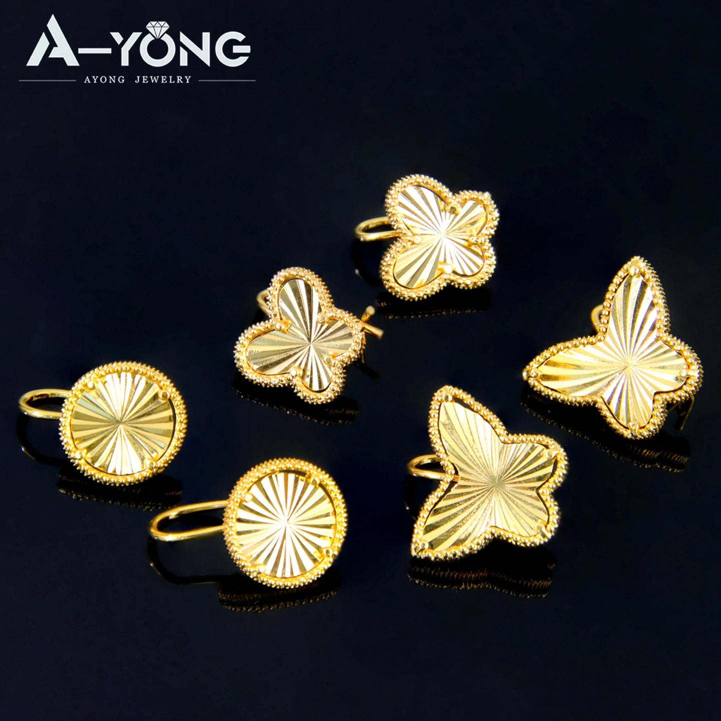 Frauen Luxus Gold Farbe baumeln Ohrringe 21 Karat vergoldet italienische Mode Schmetterling Tropfen Ohrring Saudi Dubai Damen trend igen Schmuck