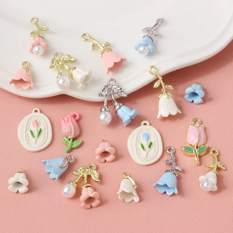 꽃 펜던트 참 비즈 불규칙한 잎 귀걸이 펜던트 diy 목걸이 귀걸이 팔찌 쥬얼리 용품 만들기, 10 개