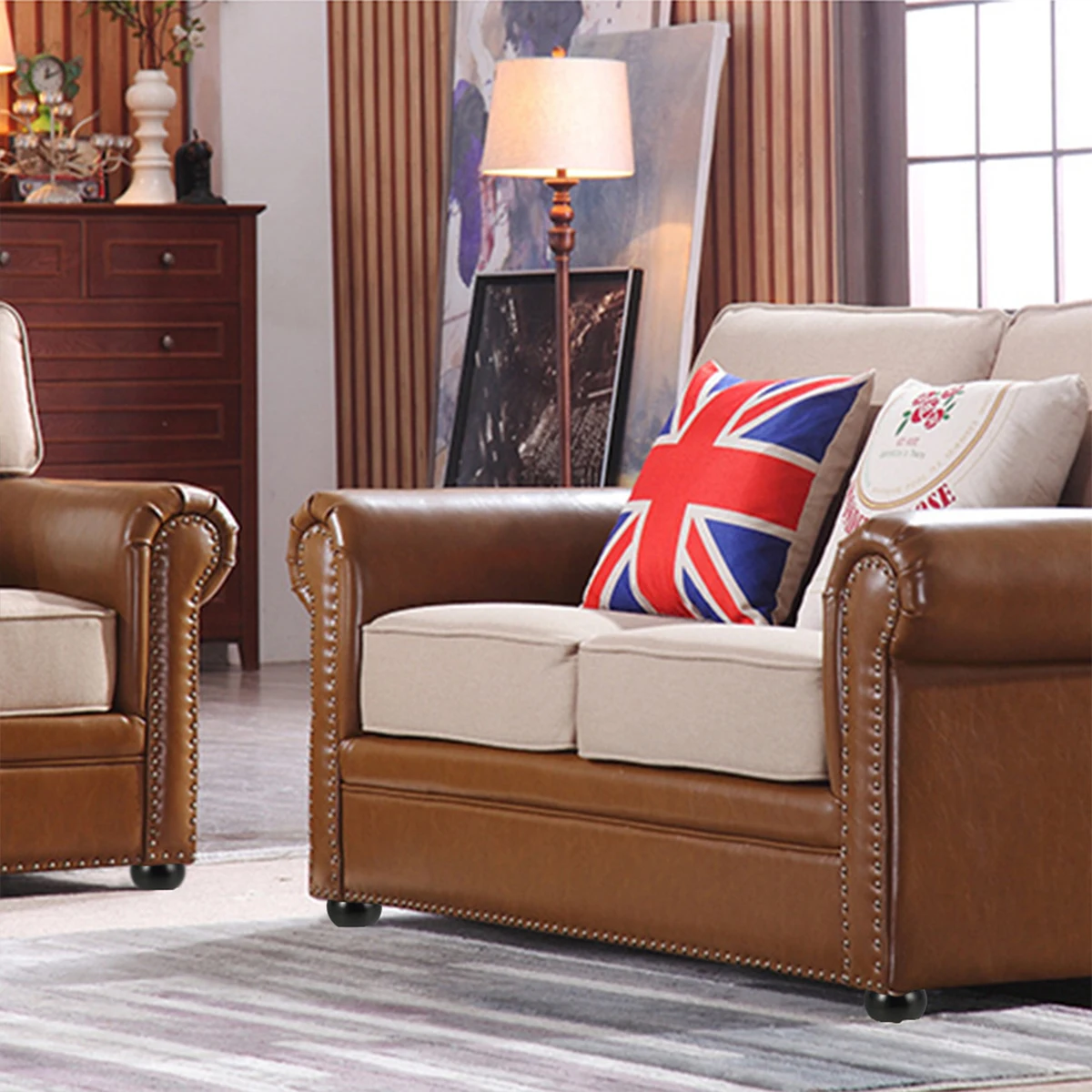 4Pcs Furniture Leg Solid Wood Round Shape Bun Feet 5cm Tall Replacement Sofa Legs for Couch Chair Coffee Table Cabinet Furniture