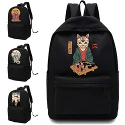 Canvas High School Bag Casual Cat Pattern Printed Men Backpack Lightweight Shoulders Laptop Backpack Unisex Backpacks Sport Bag