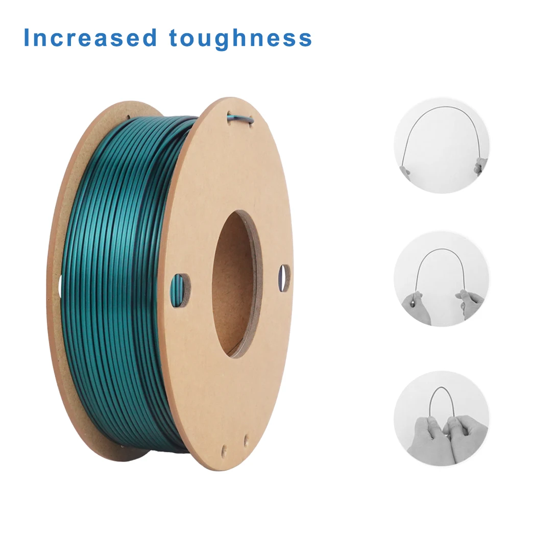 PLA 필라멘트 1.75mm, 실크 PLA 3D 프린터 필라멘트 듀얼 컬러 필라멘트 블랙 그린 PLA 필라멘트 2 in 1 공압출, 3D 프린팅 필라멘트