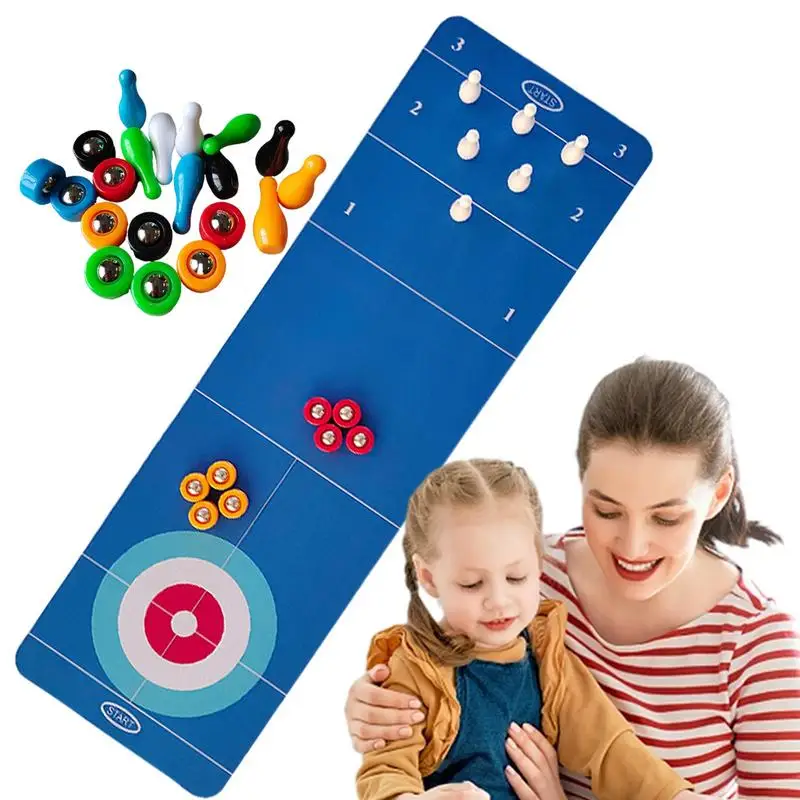

Настольная игра для завивки, настольная игра в боулинг 3 в 1, портативный многофункциональный настольный мини-набор для завивки на Рождество