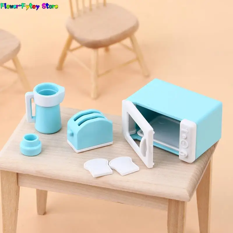 

3Pcs/Set 1:12 Dollhouse Mini Microwave Oven Bread Maker Kettle Kit Kitchen Cookware Accessories Toys New