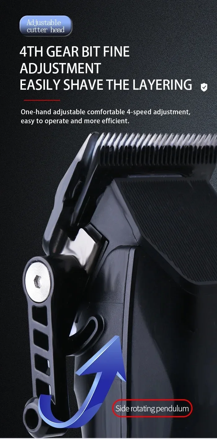 Mașină de tuns profesională pentru frizerie, reîncărcabilă, fără fir, electrică, puternică, pentru tunsul părului, pentru bărbați_voghion.com