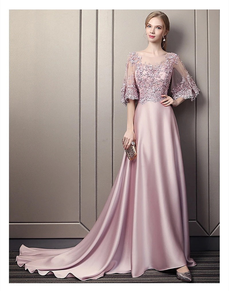 Elegant Dresses Pink Mother of The Bride Dresses Half Sleeve Lace Weddings  Guest | eBay