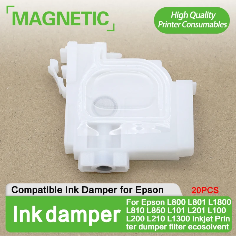 Amortecedor de Tinta para Epson L800 L801 L1800 L810 L850 L101 L201 L100 L200 L210 L1300 Impressora a Jato de Tinta Filtro Dumper Ecosolvent Novo 20 Pcs