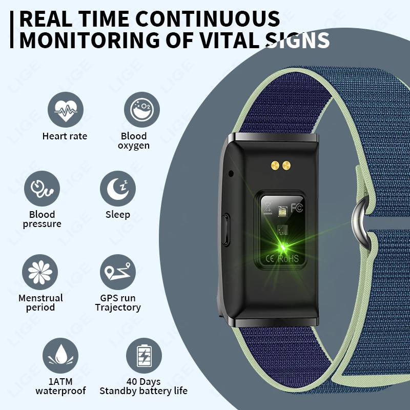 Braccialetto sanitario intelligente, tracker fitness per attività indossabile Modalità multi-sport Monitoraggio automatico continuo per tutto il giorno Dati sanitari - immagine 6