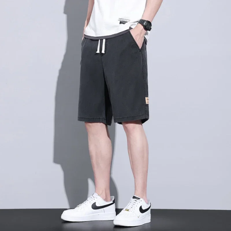 Soft Cosy Lyocell Thin Men's Denim Shorts Summer Clothes Loose Pants Drawstring Elastic Waist Korea Casual Short Plus Size M-5XL denim shorts summer jeans shorts
