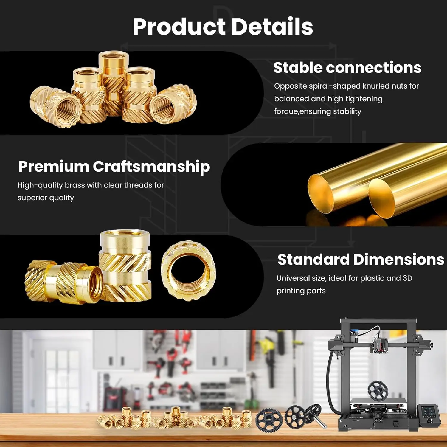Brass Hot Melt Insert Knurled Nut M2 M2.5 M3 M4 M5 M6 Thread Heat Molding Double Twill Injection Embedment Nut For 3D Printer