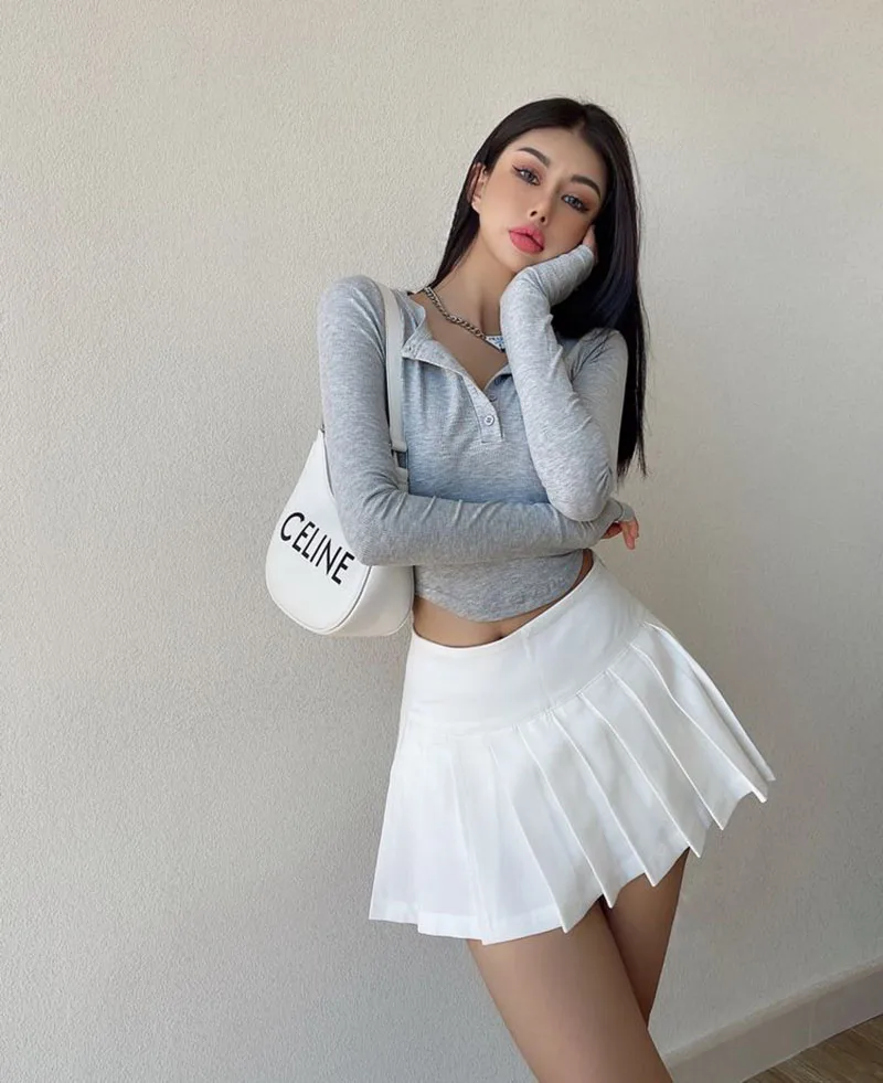 Gidyq Sommer Frauen Falten röcke Vintage hohe Taille weibliche sexy Miniröcke koreanische lässig alle passen Streetwear Schlitz Rock neu – Detail 26