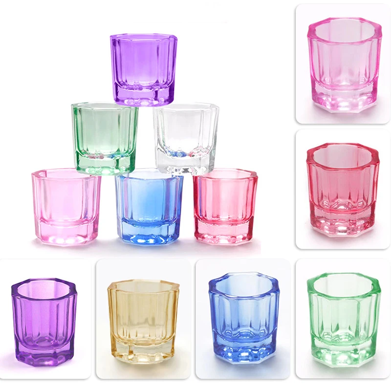 Crystal Glass Acrylic Powder Dappen Dish Nail Cup Wash Brush Dental Mixing Bowl Nail Art Brush Cleaning Salon Manicure Tools