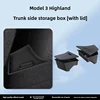 Car Rear Trunk Side Storage Box Organizer For Tesla Model Y Flocking Mat Cover Partition Board