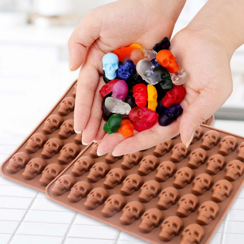 

40 Holes Skull Fondant Silicone Mold Halloween Creative Decoration Reusable DIY Candy Ice Cube Chocolate Soap Kitchen Accessorie