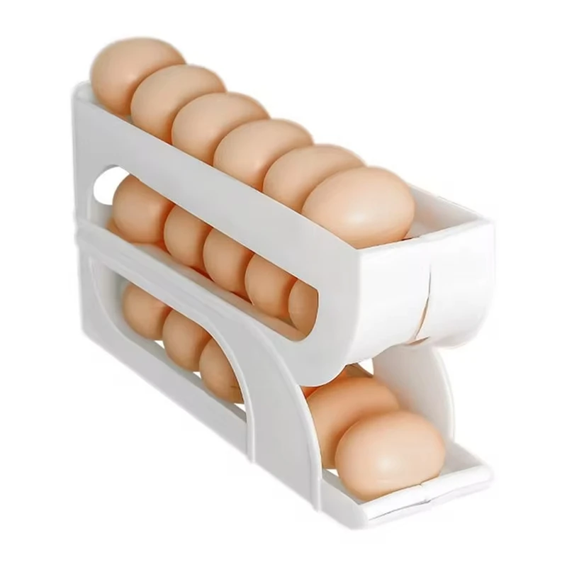 Automatic Egg Rolling Dispenser 3-Tier Automatic Egg Rolling Holder Space-Saving Storage Container For Fridge Rack