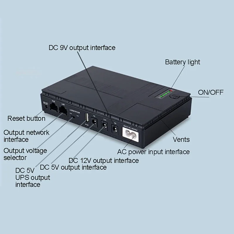 Uninterruptible Power Supply Portable UPS Mini UPS 10400Mah 5V 9V 12V Mini UPS for WIFI Router IP Cam