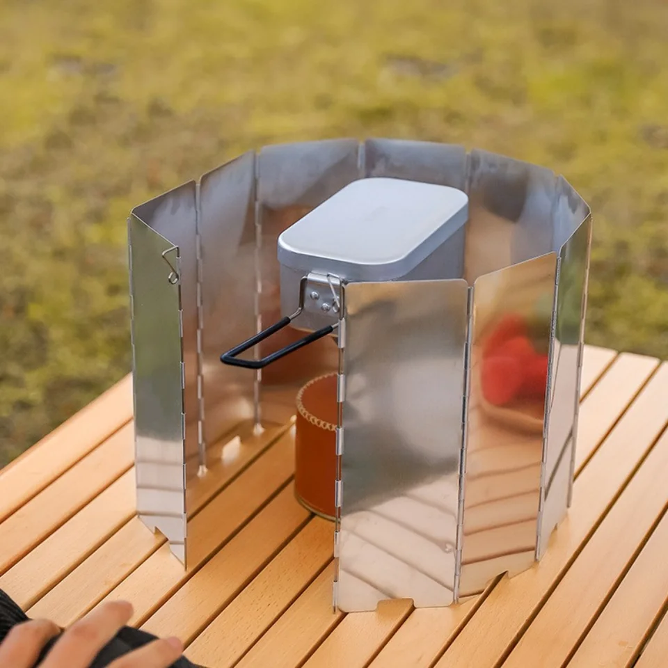 Pare-brise à Panneau Pliable, écran De Camping En Aluminium, Cuisinière
