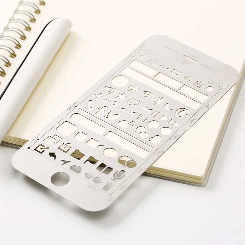 Simple Creative Hollow Drawing Multi-function Stainless Steel Graffiti Drawing Ruler Portable Loose Pocket Template Ruler