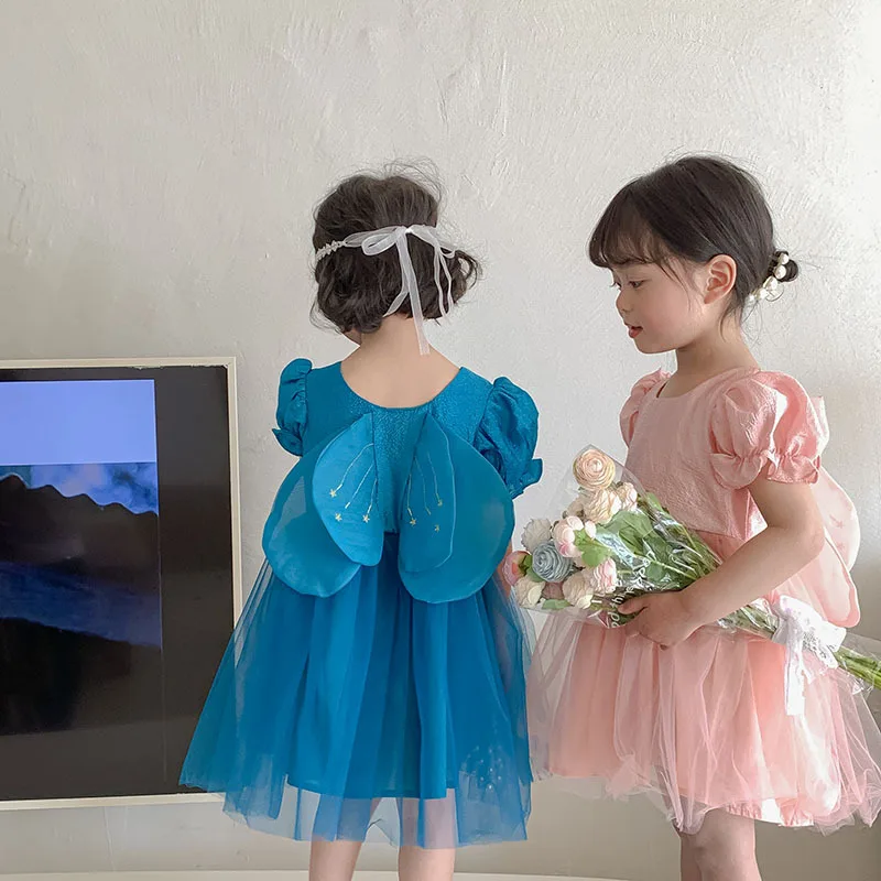 

FARCENT~Butterfly Three-Dimensional Wings Girls' Dress 2024Summer Embroidered Children's Mesh Princess Dress Short Sleeve-MR
