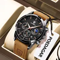 POEDAGAR luxe élégant homme montre-bracelet étanche chronographe lumineux Date homme montre en cuir Quartz sport hommes montres Reloj 2