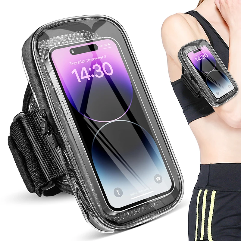 

HAISSKY New Running Sport Armbands Pouch For iPhone 14 Pro Max 14 Plus 13 12 11 XR Elastic Belt Clear Arm Bag For Xiaomi Samsung