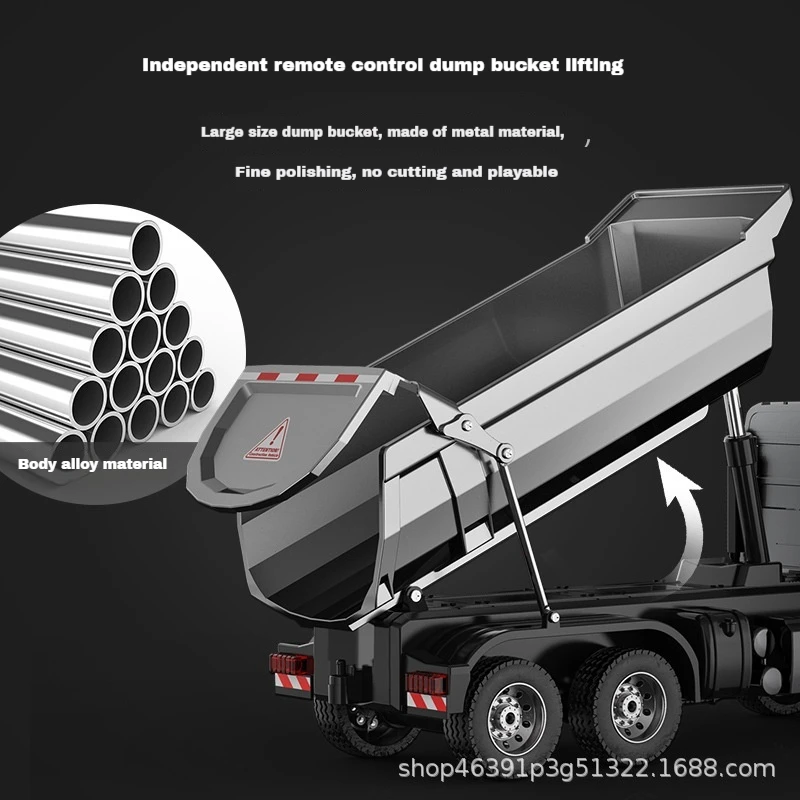 Double E E590 electric 1:20 RC engineering dump truck dump truck alloy Mercedes Benz heavy-duty truck children's toy model 3