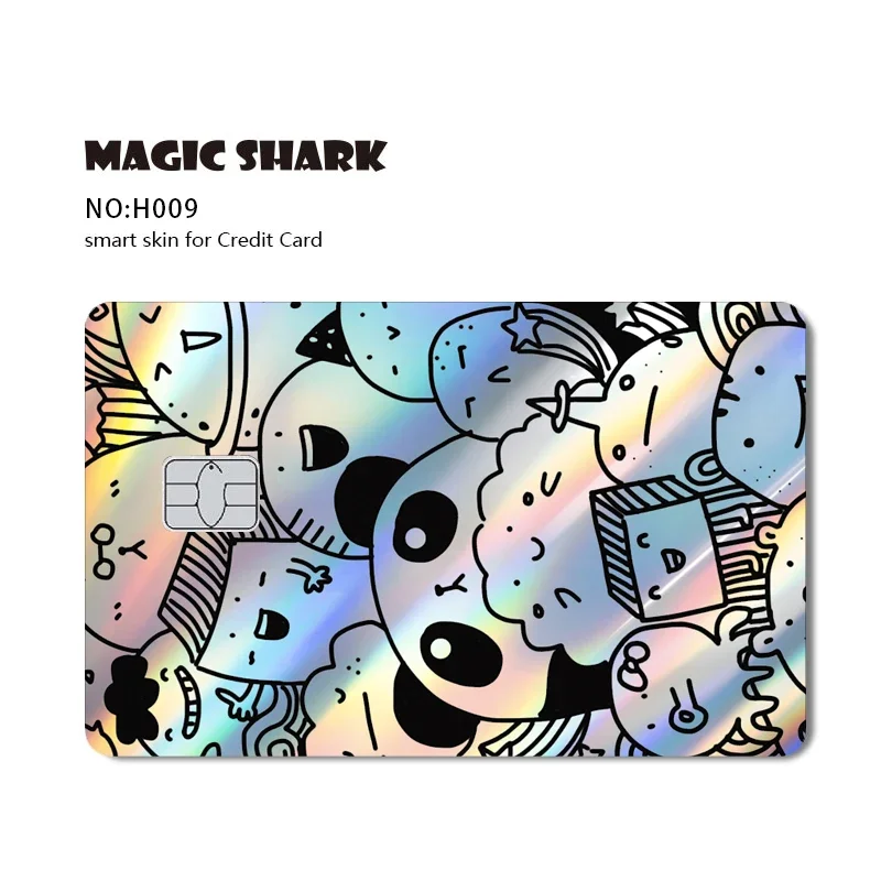 Enchanting Skull Panda Hunter Holographic Sticker Skin for Credit and Debit Cards
