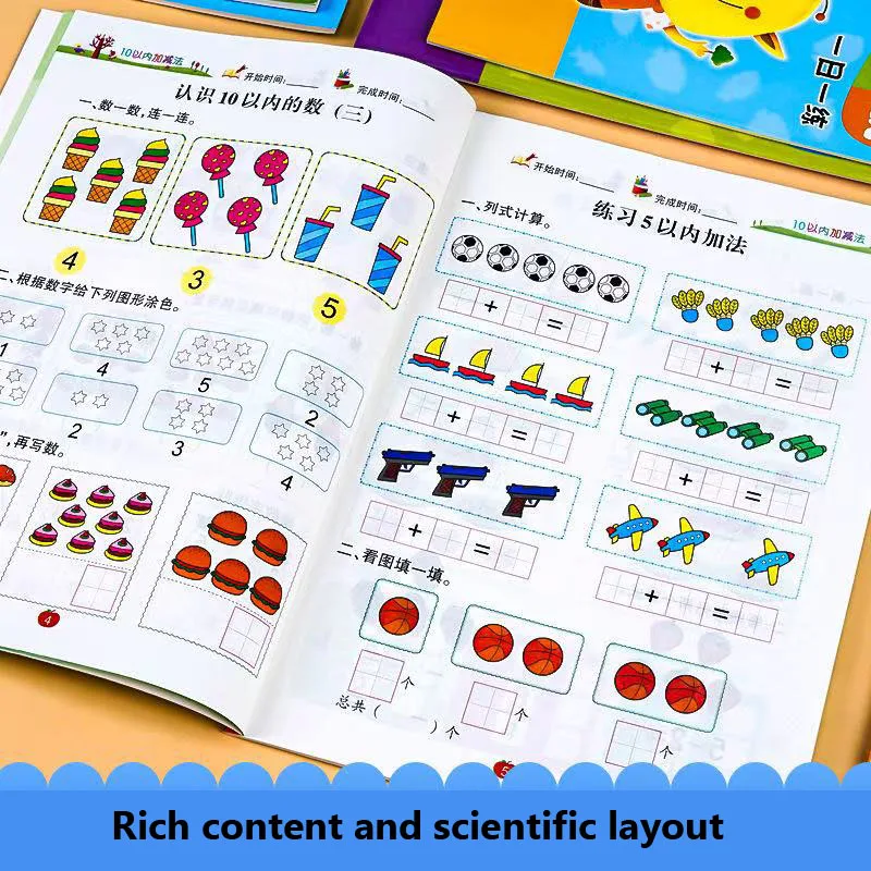 54 Pages Children Addition and Subtraction Book Learning Mathematics Textbook Handwritten Arithmetic Exercise Books for Kid 2-5 3