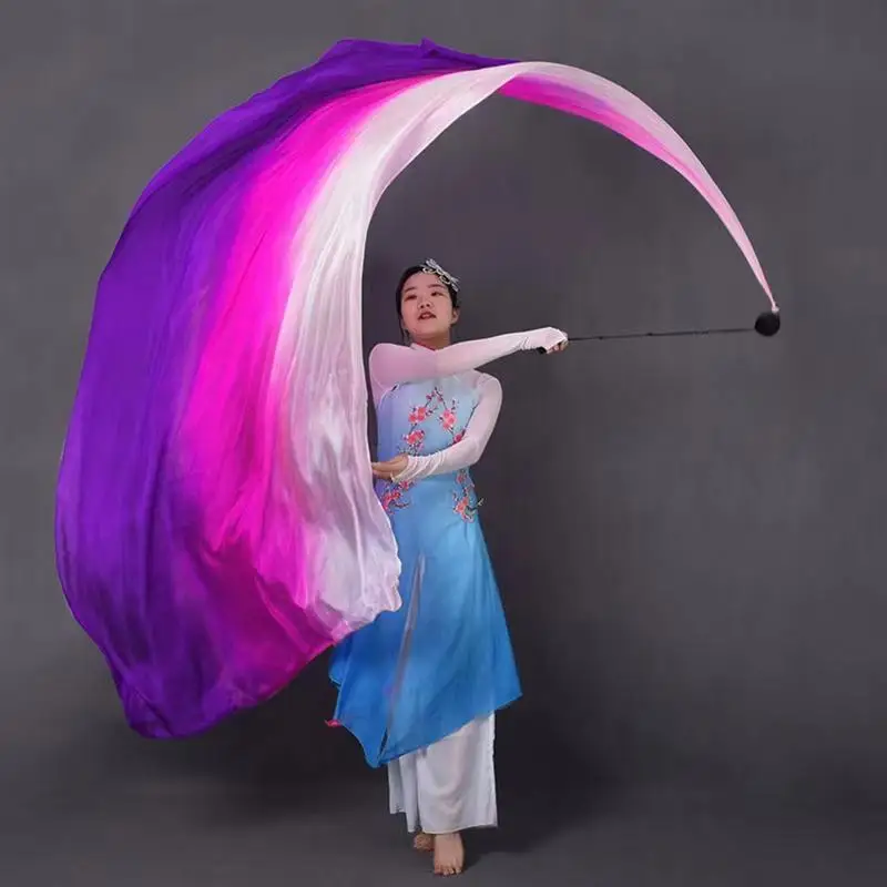 1pcs Belly Dance Veils Chiffon Handmade Gradual Color Veils Costume Accessory Colorful Worship Flags For Stage Performances