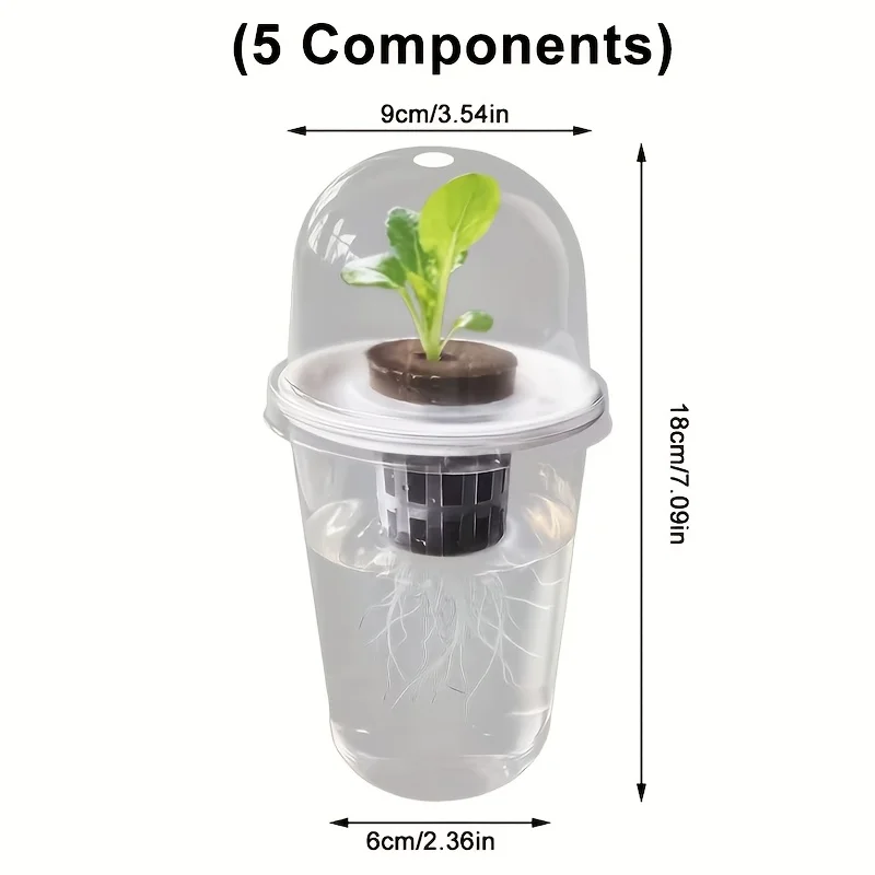 Transparent Cylindrical Plastic Hydroponic Pot