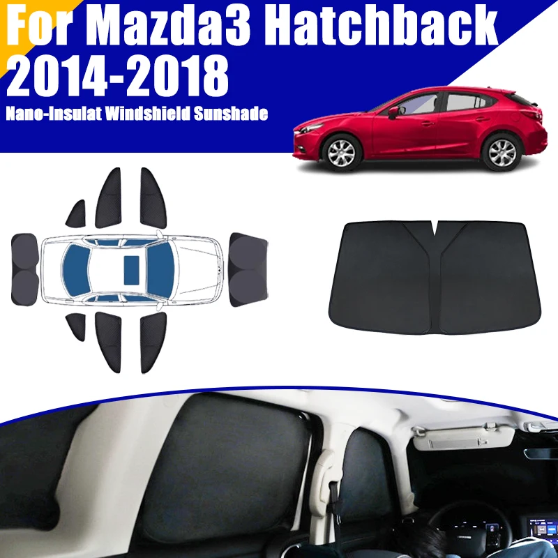 

Full Coverage Sunshade For Mazda3 Mazda 3 Axela 2014-2018 Hatchback Car Accessories Windows Visor Privacy Covers Black Foldable