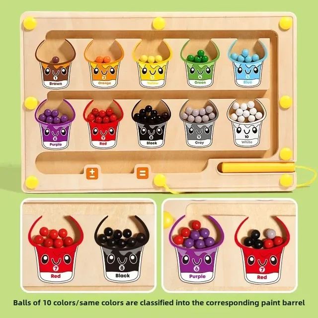 2 in 1 Magnetic Color Sorting Maze & Drawing Board Toddler Montessori Toys Number Matching Learning Counting Preschool Activity 6