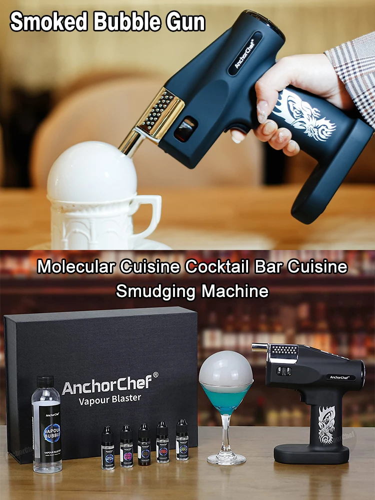 

Bar Wine Mixer Cocktail Smoked Bubble Gun Smoke Making Machine Smoke Gun Molecular Cuisine Milk Tea and Coffee Bubble Machine
