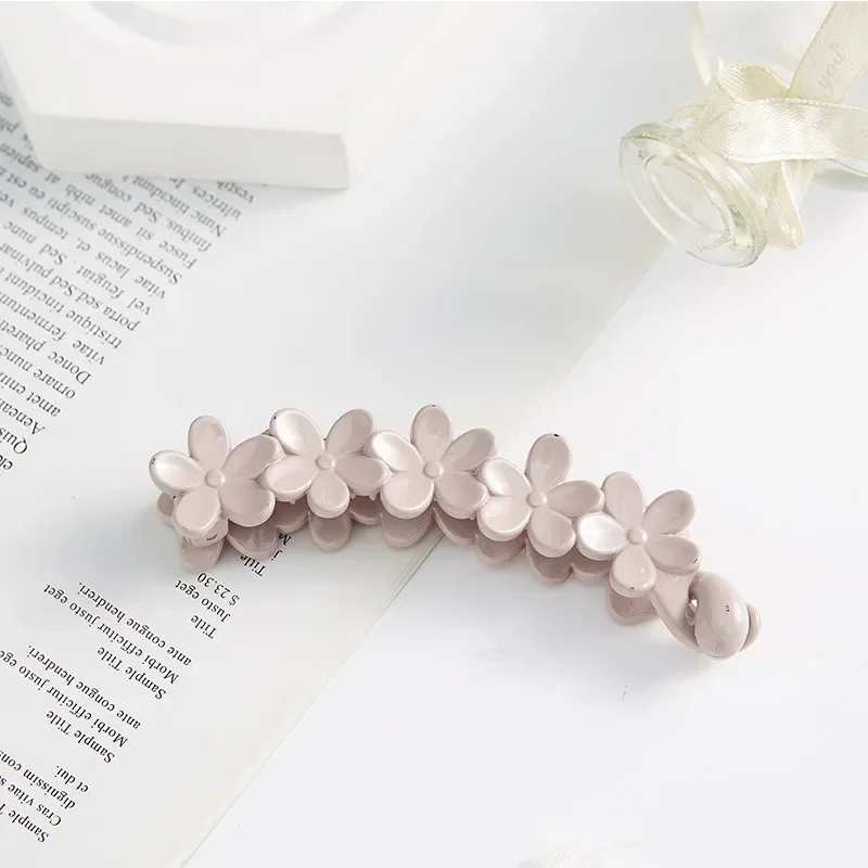Hair Clips Hair Accessories Korean Simple Frosted Banana Ponytail Holder Back Head Banana Clip Small Flowers Plum Blossom Twisted Clip