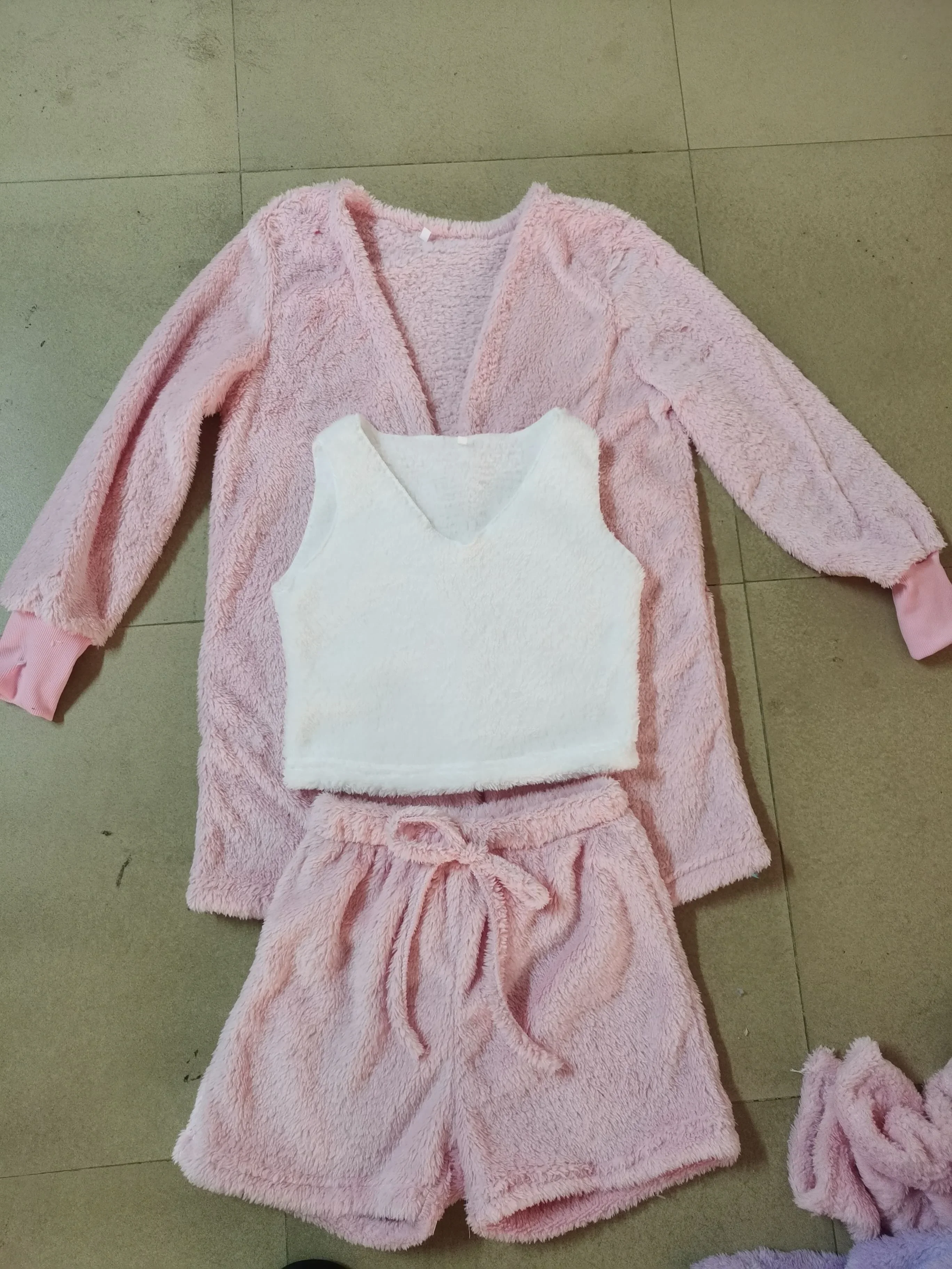 Womens Cosy Knit Set Outfits O Neck Cropped Tank Tops Long Sleeve Fleece Warm Hooded Cardigan Shorts Set Comfortable Loungewear 6