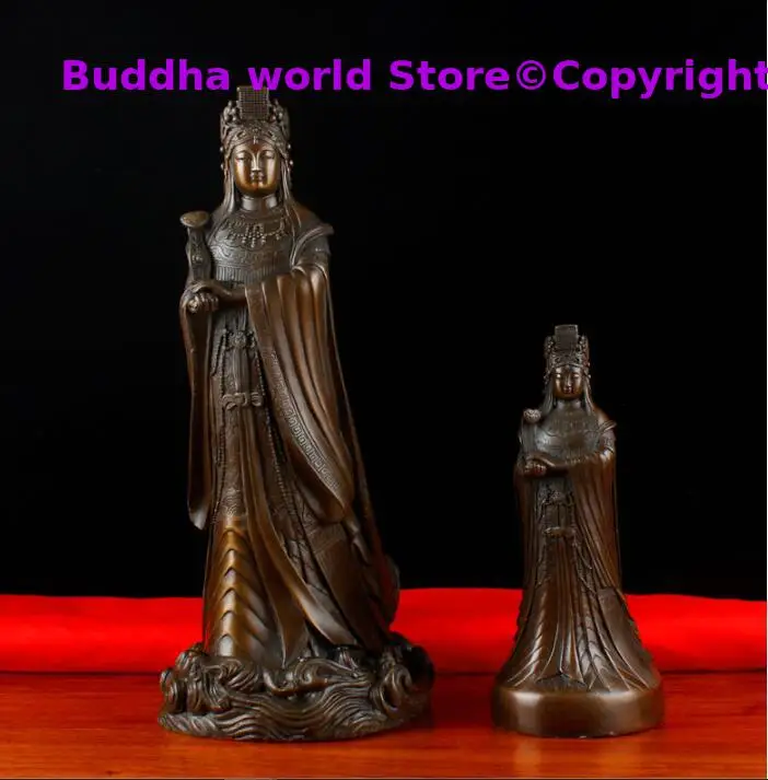 

Southeast Asia HOME Efficacious protection BRONZE carving Goddess of the Sea Mazu Guanyin God HOME shrine altar FENG SHUI statue