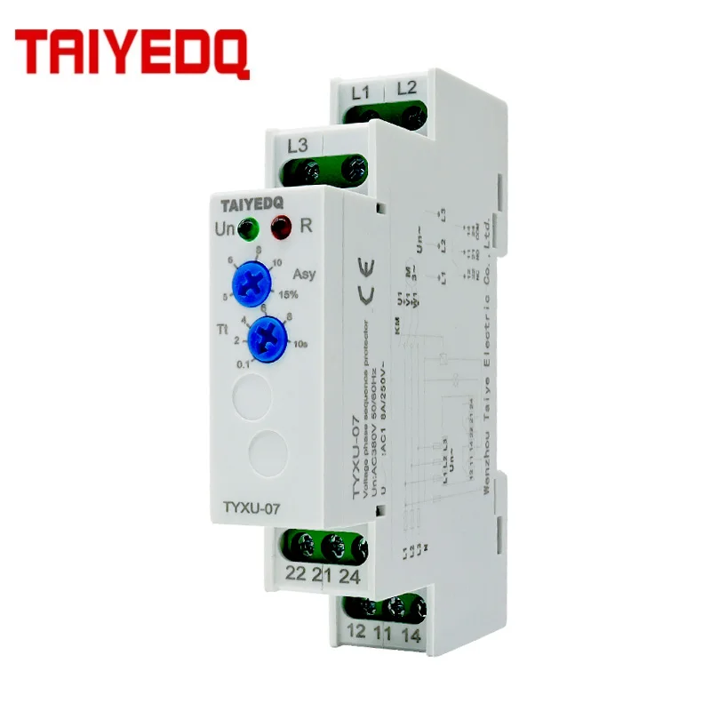 Реле защиты мощности TYXU-07, 3-фазный монитор напряжения, реле управления последовательностью фаз