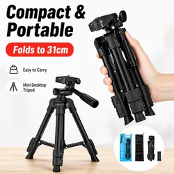 Compact Desktop Tripod Stand for Vlogging and Live Streaming (F - 10T)
