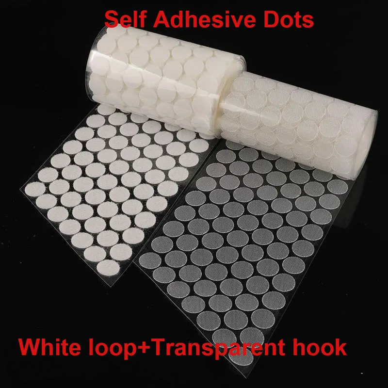 50-100Pairs Transparent Self Adhesive Dots Hook Loop Coins Fastener Tape  Dots for School Classroom Office Home 10/15/20/25/30mm