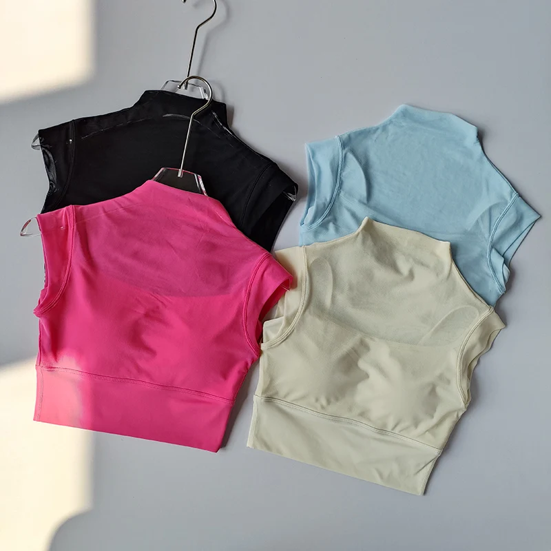 Sports Bra Yoga Top Mesh Sleeve Chest Pad