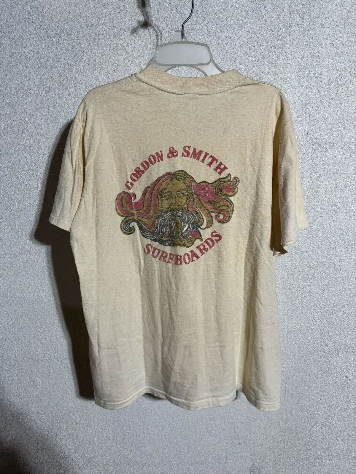 Vintage 70S G & S Gordon & Smith Tavole Da Surf Pocket T Shirt L Stedman Hi Cru Skate Maniche Lunghe O Corte
