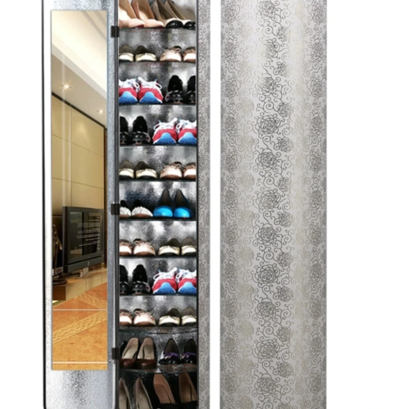 

Leather creative 360 degree rotating shoe cabinet, shoe rack, household circular cylindrical high standing luxury European