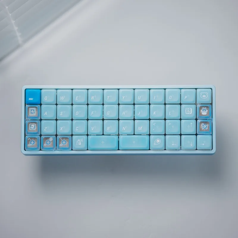 LowSup-Ocean Blue 로우 프로파일 기계식 키보드 키캡 반투명 투명 맞춤형 블루 키캡 게임용 키보드 액세서리 선물