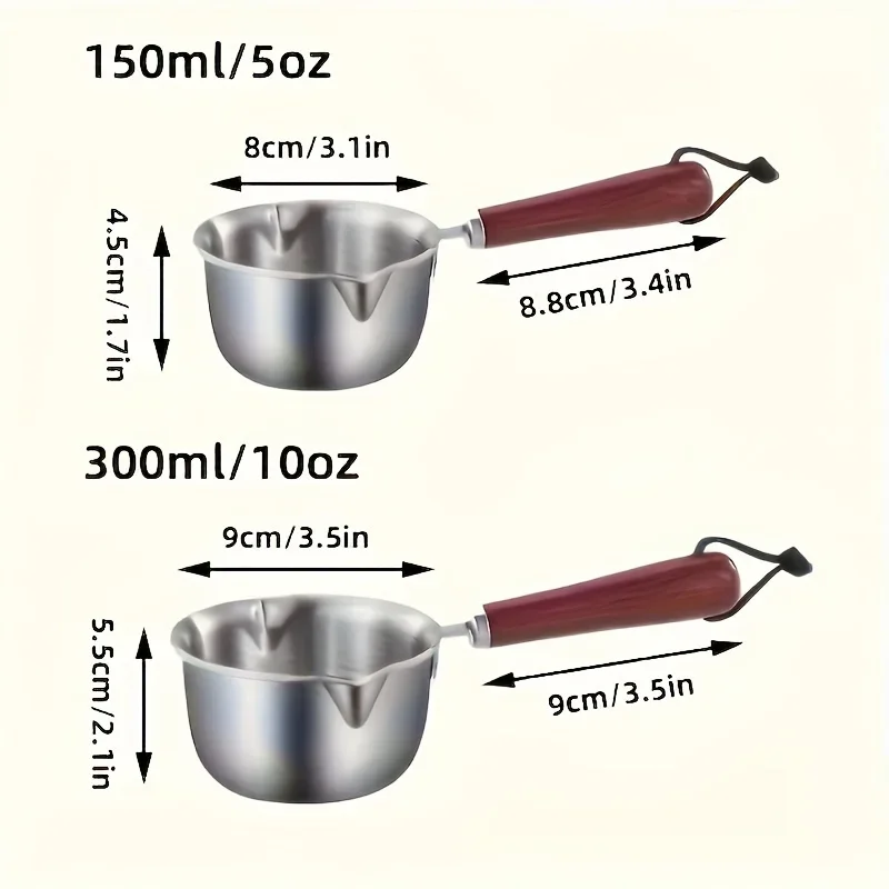 150&300ml 120&200ml Stainless Steel Mini Butter Melting Chocolate Cheese & Omelets Waterproof Kitchen Essential