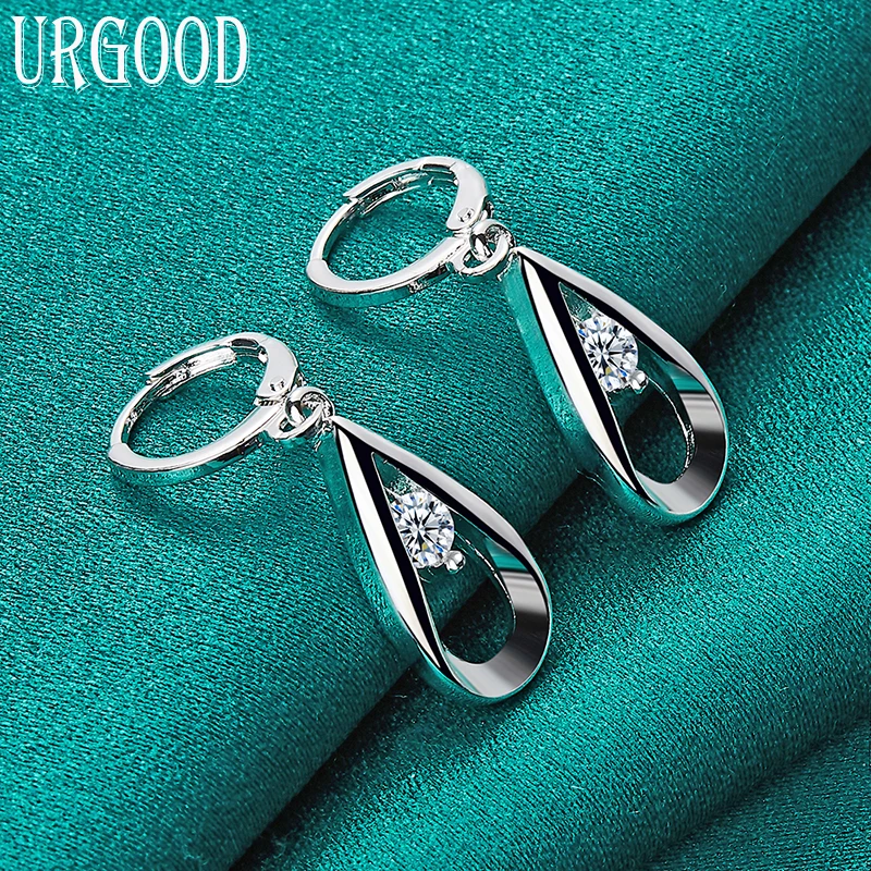 

925 Sterling Silver AAA Zircon Water Droplets Drop Earrings For Women Party Engagement Wedding Fashion Jewelry Gift